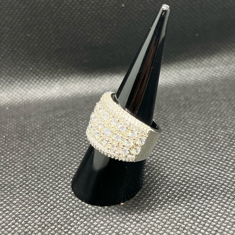 Sterling Silver 925 Pave Zirconium Statement Ring - Picture 11 of 14